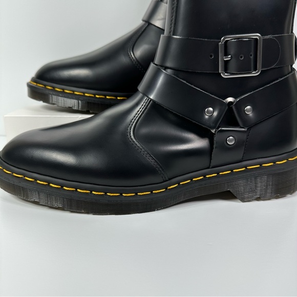 DOC JAIMES LEATHER HARNESS STRAPS CHELSEA BOOTS INNER ANKLE ZIP POLISHED SMOOTH - Picture 7 of 10